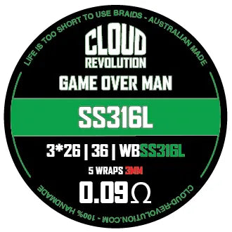 Cloud Revolution -  Game Over Man SS316L Coils 3/26/36